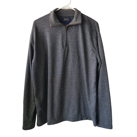 Polo Ralph Lauren US Men's Size L Gray Quarter Zip Stretch Long Sleeve Pullover - Picture 1 of 9